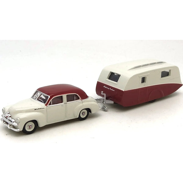 1/87 1960 Holden FJ & Caravan - Red & Ivory