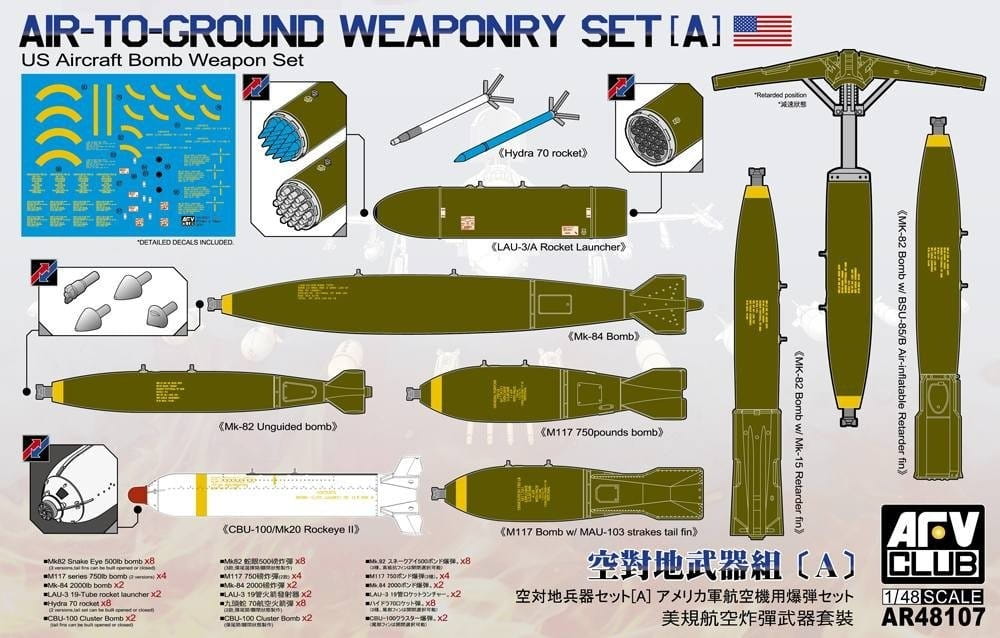 1/48 Air-To-Ground Weaponry Set (A) Plastic Model Kit