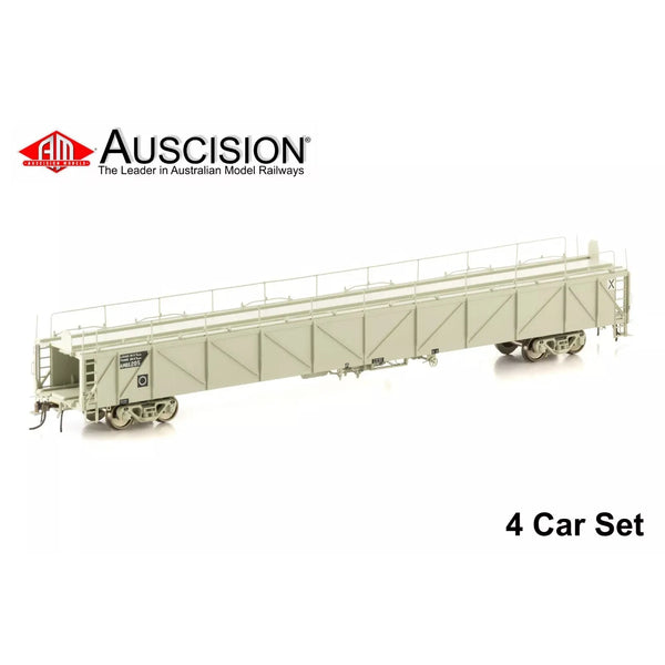 HO SCC-2 AMBX Plain Metal Sided Car Carrier Grey with No Logos - 4 Car Pack