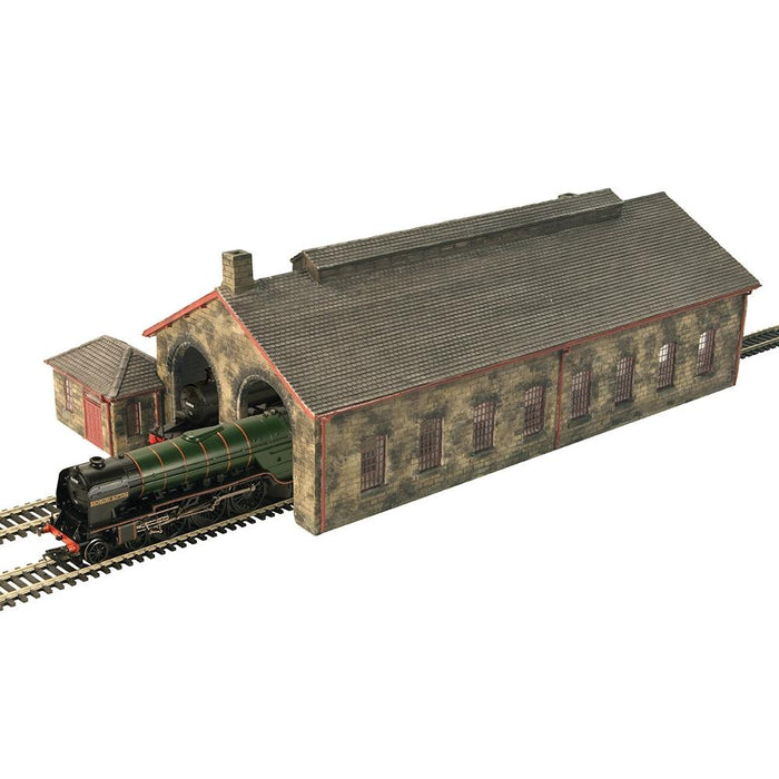 OO Two Road Stone Engine Shed - Red