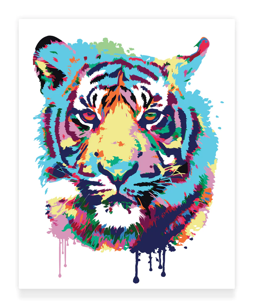 Premium Paint by Numbers Kit - Tiger Abstract Style Splash Art