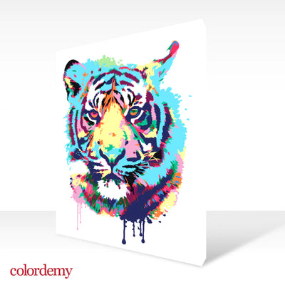 Premium Paint by Numbers Kit - Tiger Abstract Style Splash Art