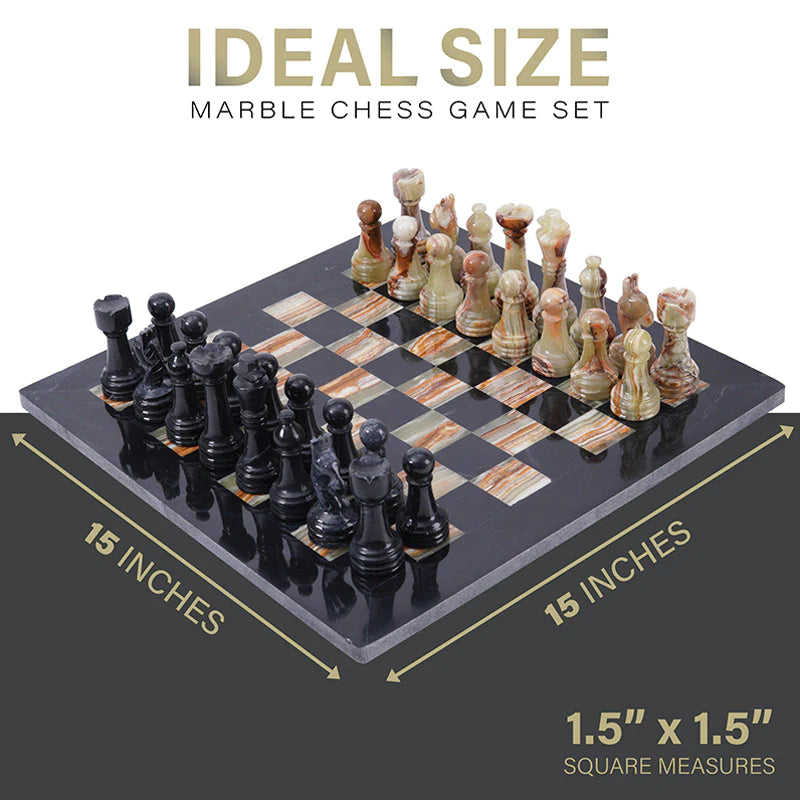 38cm Chess Set with Storage Box - Black & Green