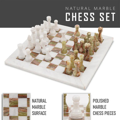 38cm Chess Set with Storage Box - Oceanic & White