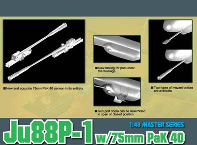 5543 1/48 Ju88P1 w/7.5cm Pak 40 Plastic Model Kit_5