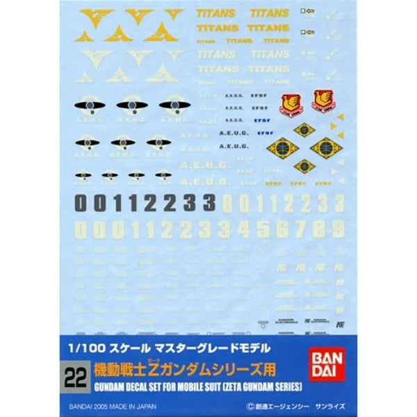 BANDAI - Gunpla - Decal - Zeta Gundam/Gundam ZZ 108 BANDAI - Gunpla - Decal - Zeta Gundam/Gundam ZZ 108