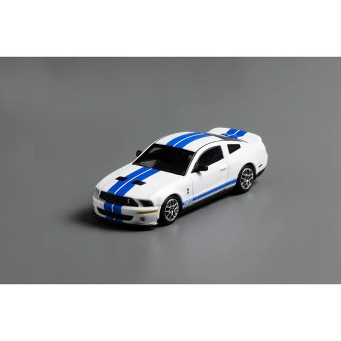 1/64 MotorHelix x GreenLight 2007 Ford Mustang Shelby GT500 White Blue Dual Stripes