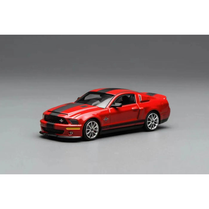 1/64 GreenLight x MotorHelix 2007 Ford Mustang Shelby GT500 Super Snake Torch Red with Single Matte Black Stripe