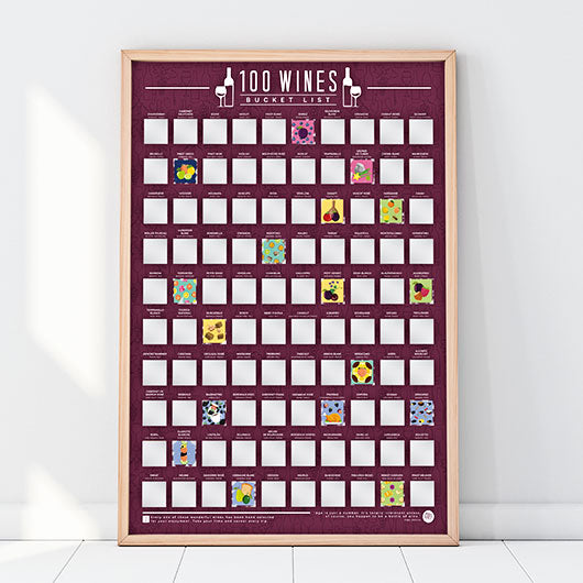 Bucket List Scratch Poster  100 Wines