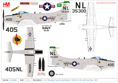 1/72 A-1H Skyraider "Last Combat Mission" 135300, VA-25, USS Coral Sea, 1967_2