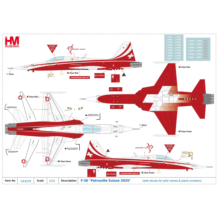 image2_1/72 F5E Patrouille Suisse 2025 (With Decals For Pilot Names & Plane Numbers)