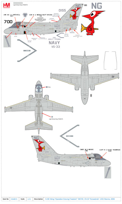 1/72 S-3B Viking "Operation Eduring Freedom" 160155, VS-33 "Screwbirds", USS Stennis, 2001_2