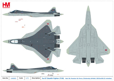 1/72 Su-57 Stealth Fighter (T-50) Bort 56, Russian Air Force, Zhukovsky Airfield, 2023 (with KH-31 Missiles)_2