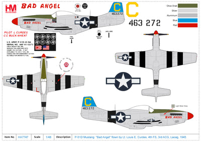 1/48 P-51D Mustang "Bad Angel" Flown By Lt. Louis E. Curdes 4th FS 3rd ACG Laoag 1945_2