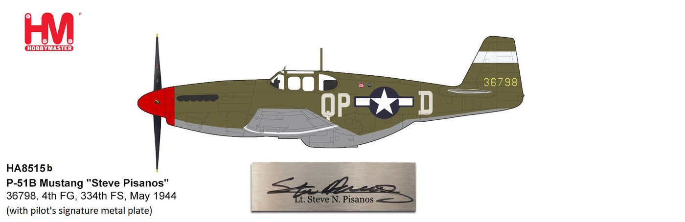 148 P51B Mustang Steve Pisanos 36798 4th FG 334th FS May 1944 with Pilots Signature Plate