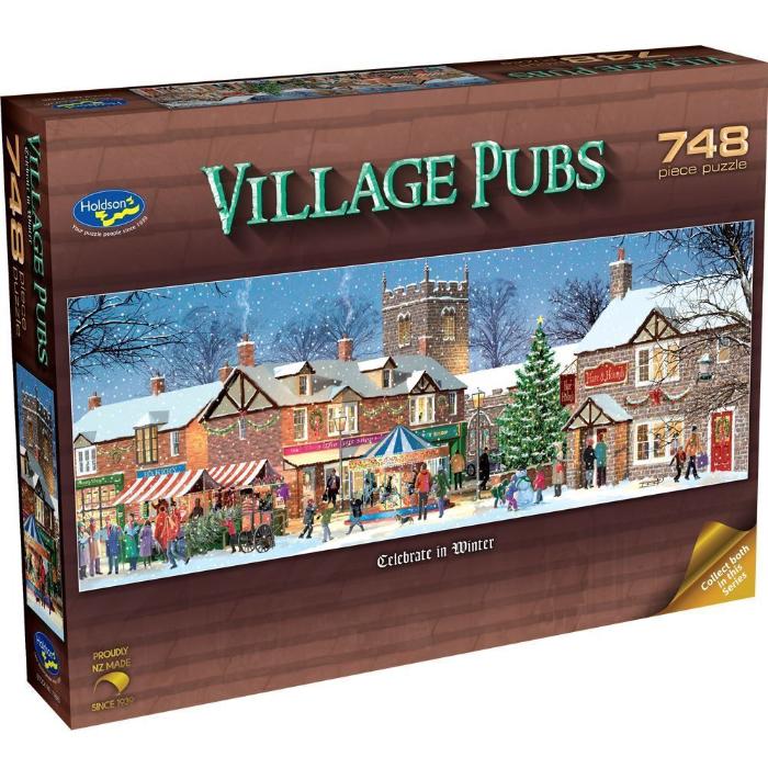 748pc Village Pubs Winter Panoramic Jigsaw Puzzle
