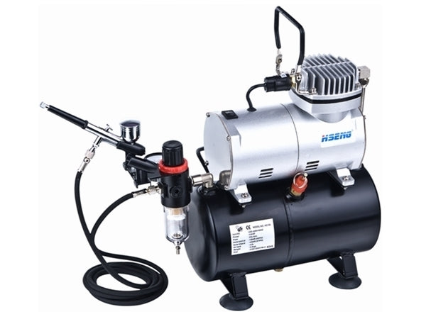 HSAS186K Air Compressor with Holding Tank Kit Includes Hose and HS80 Airbrush