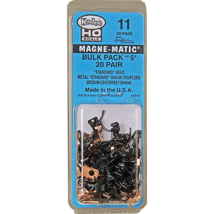 HO Kadee #11 Bulk Pack 20 Pair #5 Metal Couplers Medium Centerset Shank