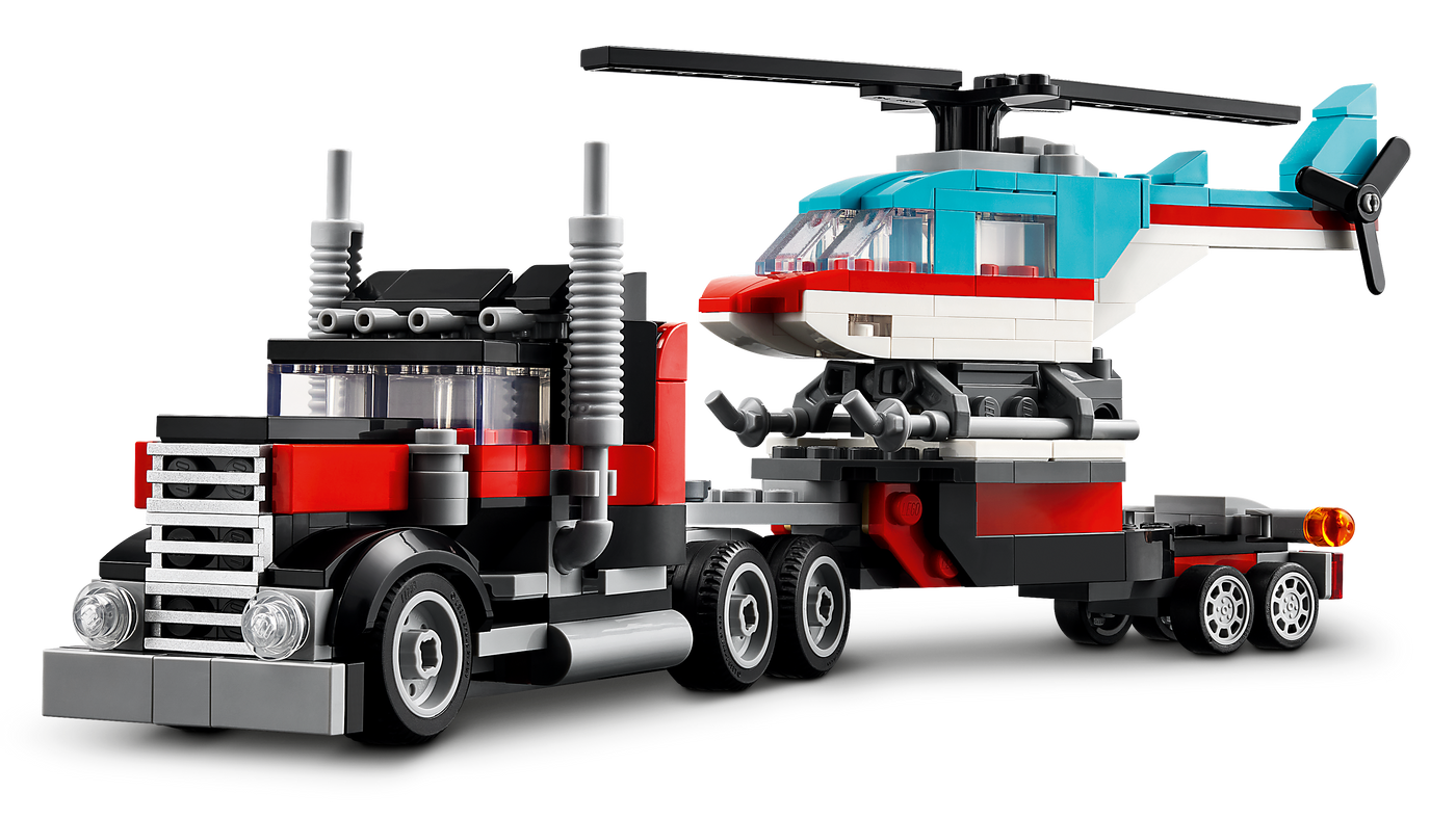 Flatbed Truck with Helicopter_4