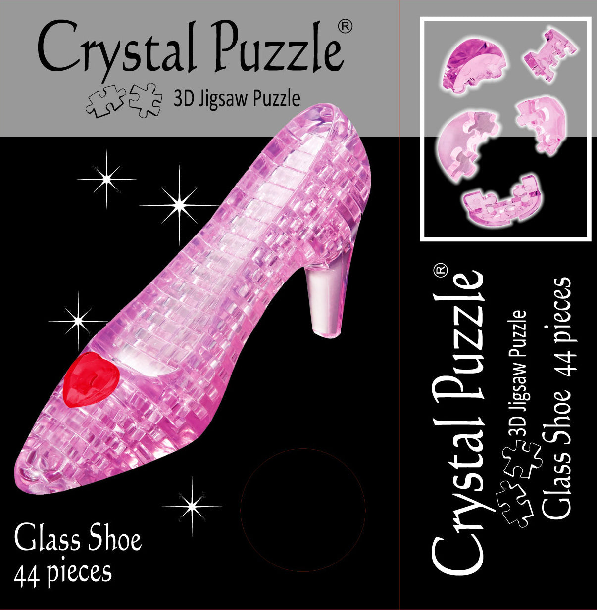 3D Pink Glass Shoe Crystal Puzzle