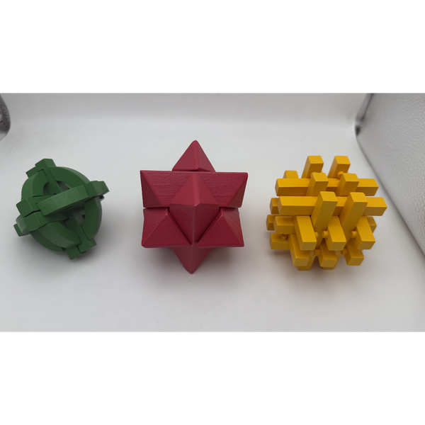 3pc Wooden Brain Teaser Puzzle Set B