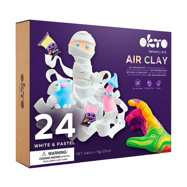 Sensory Art: 24 Colors Air Clay Creativity Set - White and Pastel