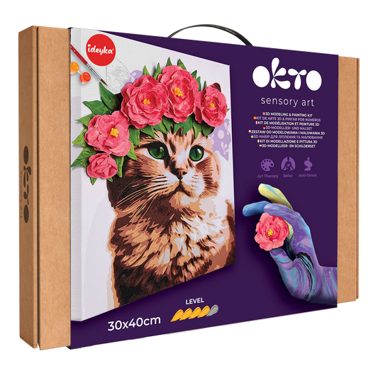 3D Modeling+Painting Kit 30x40cm - A Cat in a Flower Crown
