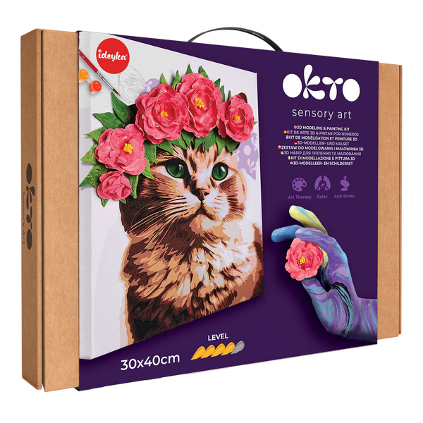 3D Modeling+Painting Kit 30x40cm - A Cat in a Flower Crown