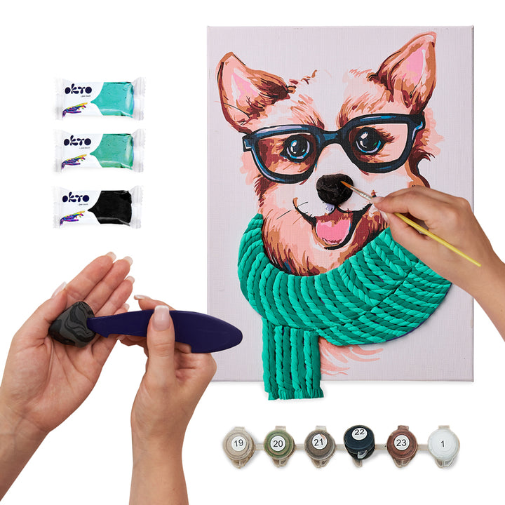 image8_3D Modeling+Painting Kit 30x40cm - Fashion Corgi