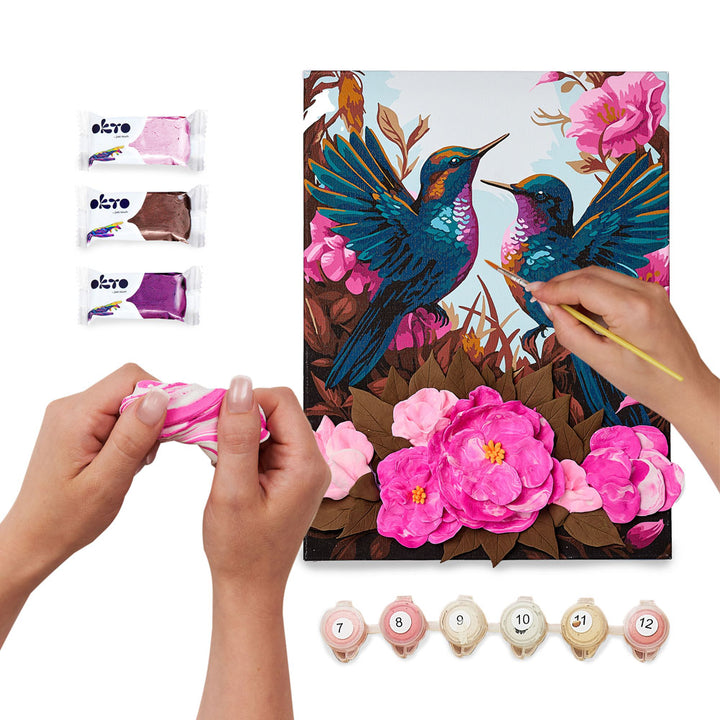 image3_3D Modeling+Painting Kit 30x40cm - Hummingbirds in Love