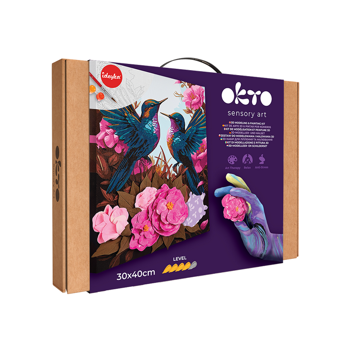 image1_3D Modeling+Painting Kit 30x40cm - Hummingbirds in Love