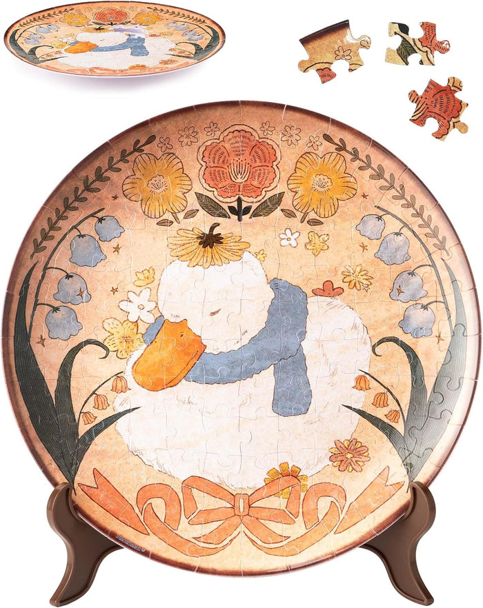 3D Plate Sleeping in Sunlit Garden Puzzle