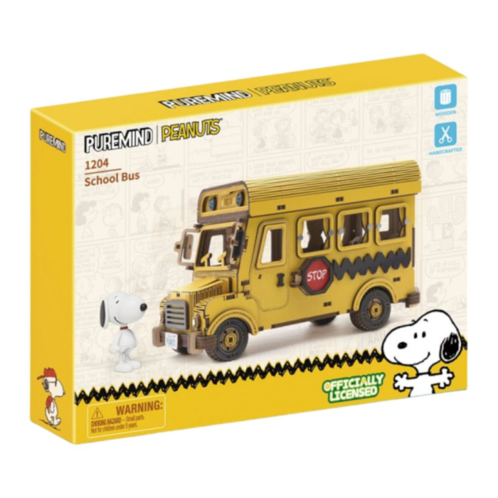 image1_Puremind Peanuts: Snoopy School Bus Wooden Kit