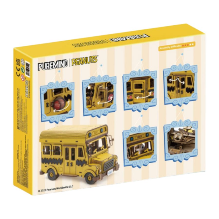 image2_Puremind Peanuts: Snoopy School Bus Wooden Kit