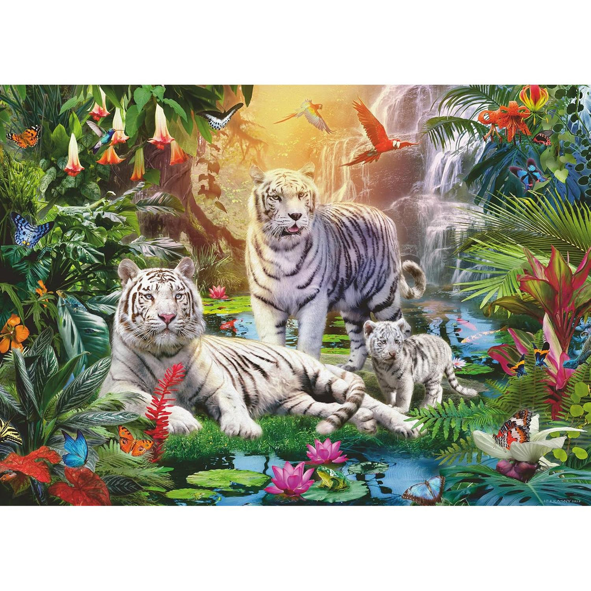 1000pc White Tiger Family Puzzle