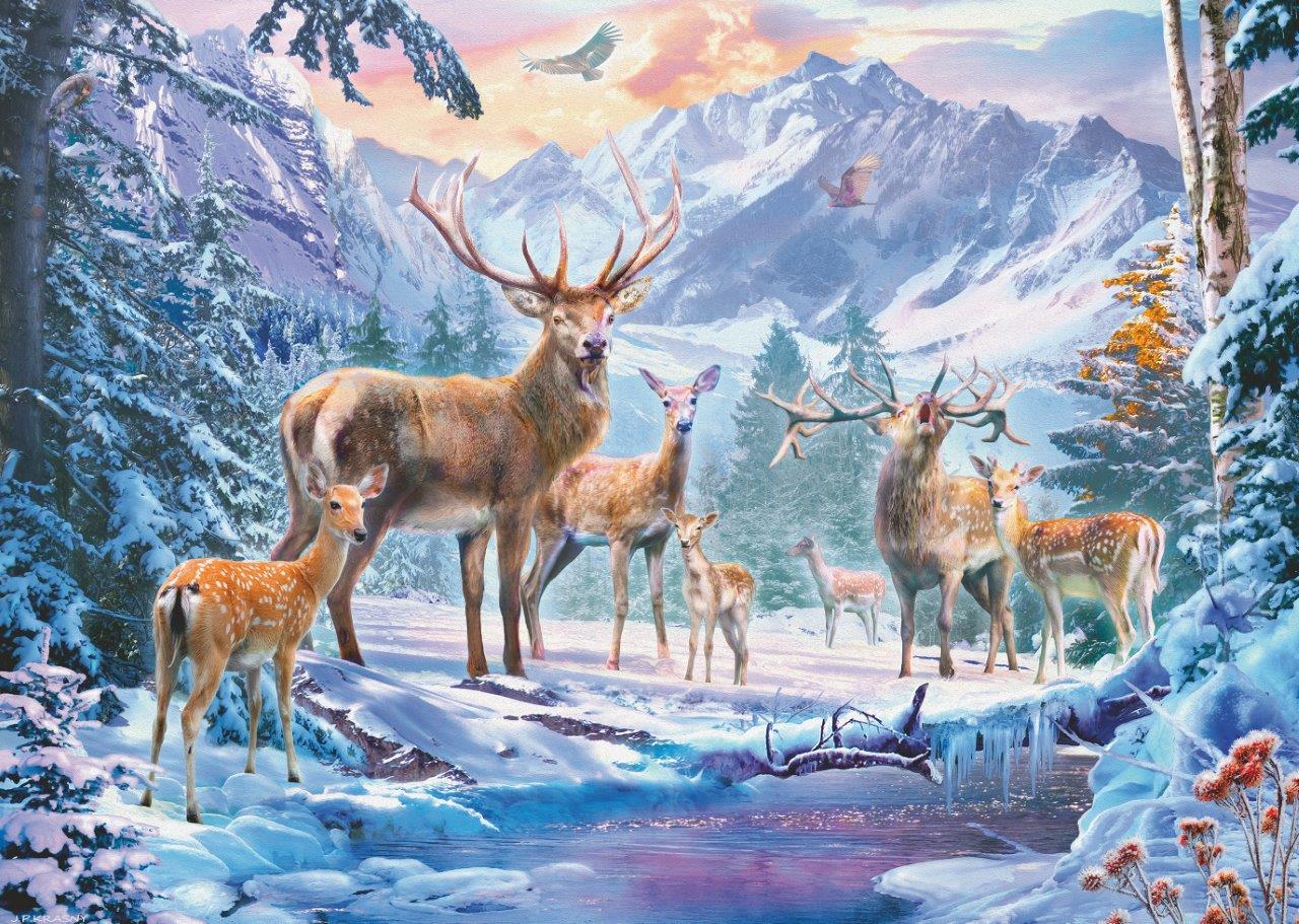 1000pc Deer and Stags in Winter Puzzle