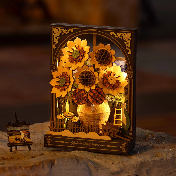 image3_DIY Wood Bloom Craft Golden Sunflower