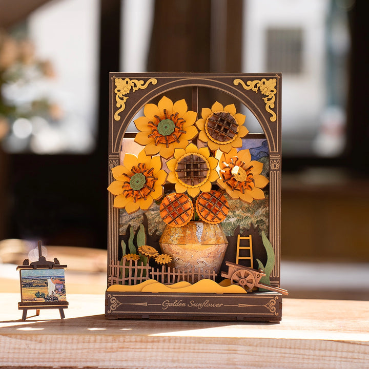 image1_DIY Wood Bloom Craft Golden Sunflower