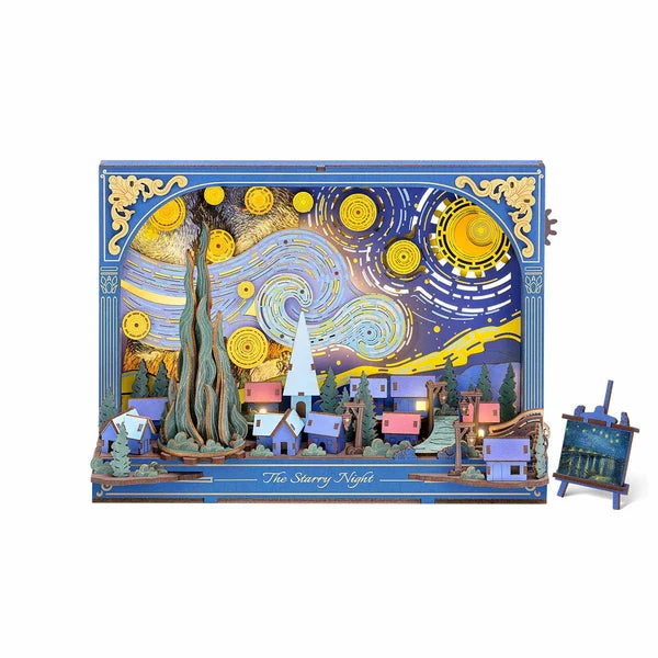 DIY Wood Bloom Craft Starry Night