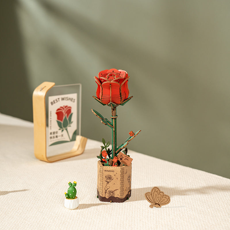 Wood Bloom Red Rose