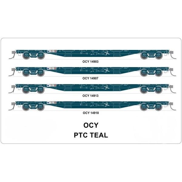 HO OCY Container Wagon PTC Teal 4pk