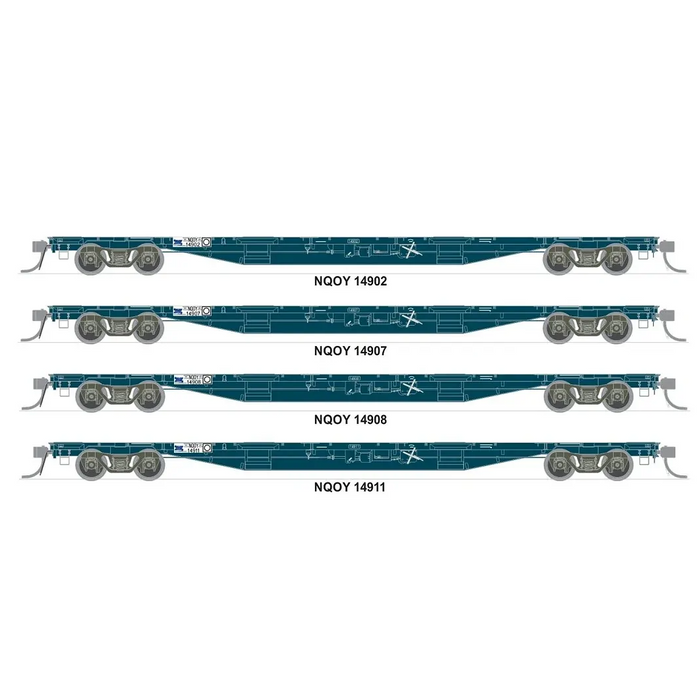 HO NQOY Container Wagon PTC Teal 4pk