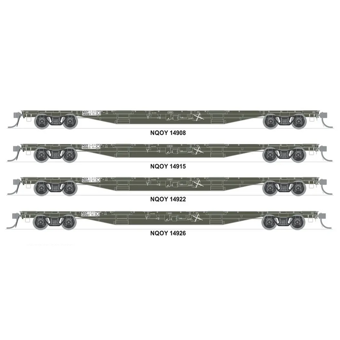HO NQOY Container Wagon Grime 4pk