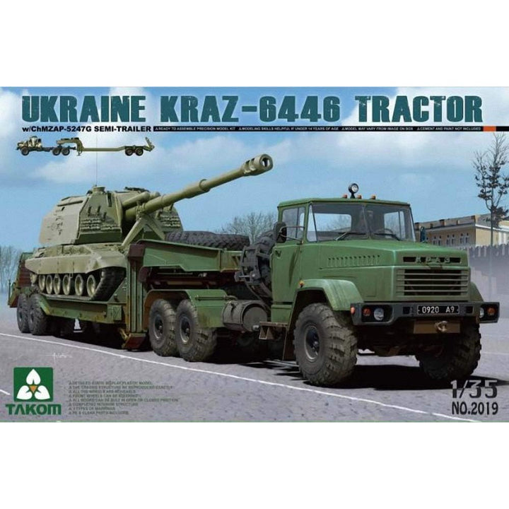 1/35 Ukraine KRAZ-6446 Tractor with CHMZAP-5247G Semi-Trailer Plastic Model Kit