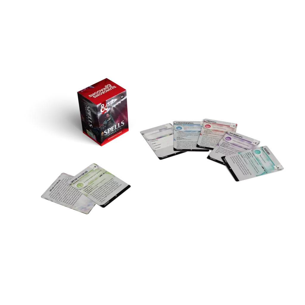 D&D Dungeons & Dragons Reference Cards Spells Levels 2-3
