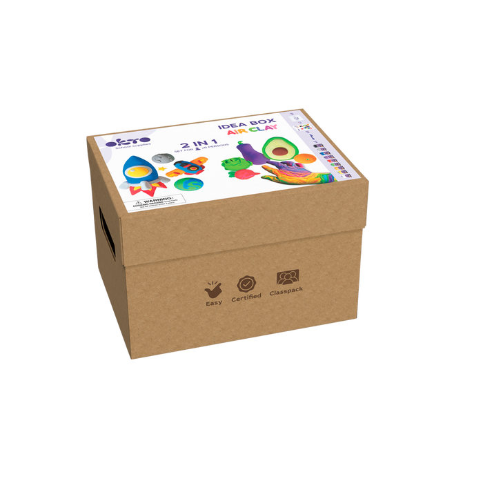 Air Clay Idea Box: Galaxy and Fruits 2in1 Sculpting Set for 6 Kids