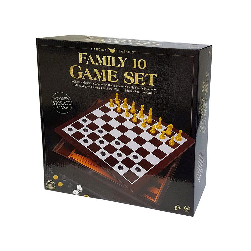 Classic Family 10 Game Set with Wooden Storage Case
