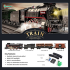 Electric Steam Train Set with Lights & Steam Effect (48pc)
