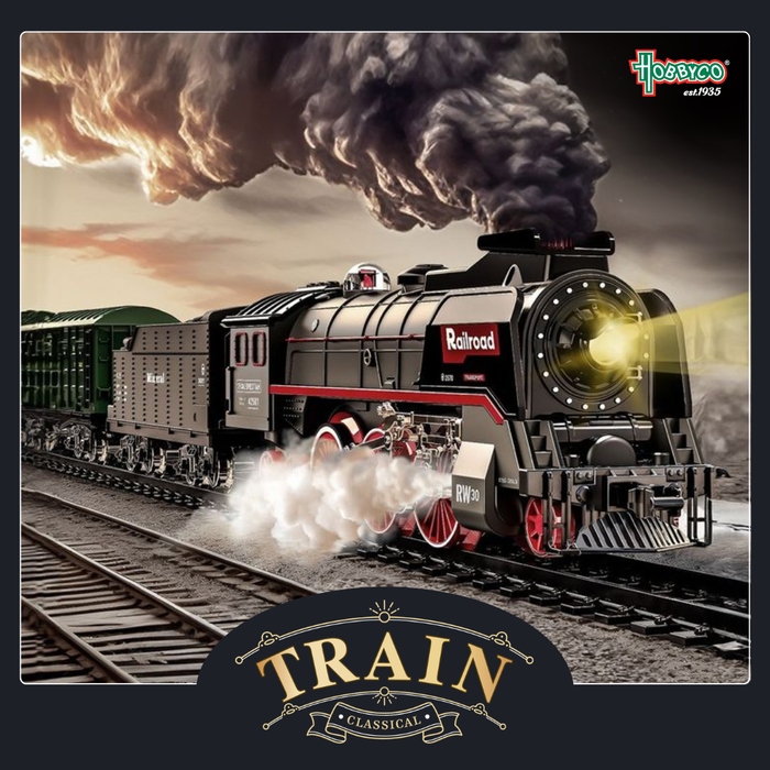 Electric Steam Train Set with Lights & Steam Effect (48pc)