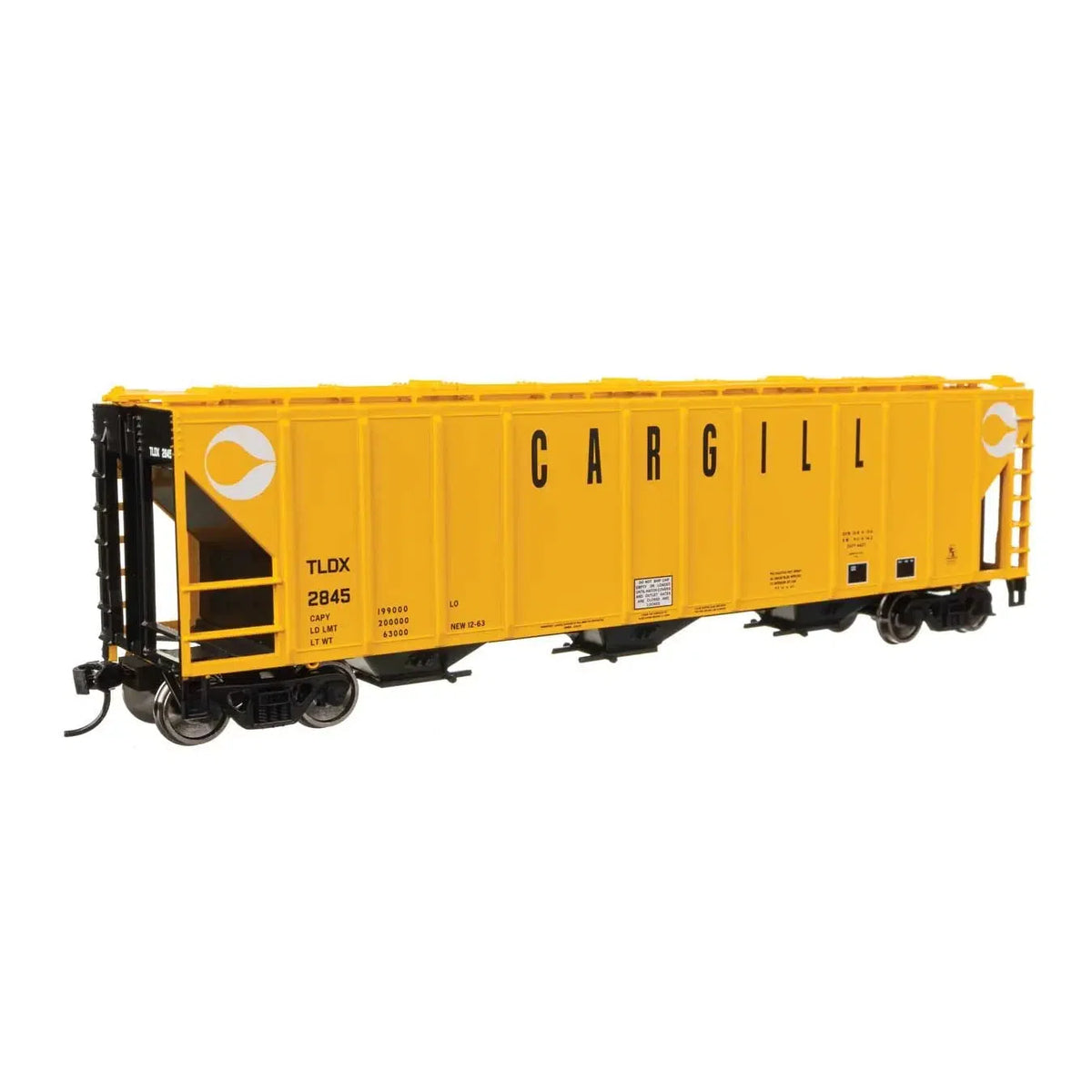 HO 50' Pullman-Standard PS2-CD 4427 3-Bay Covered Hopper - Ready to Run- Cargill #2845